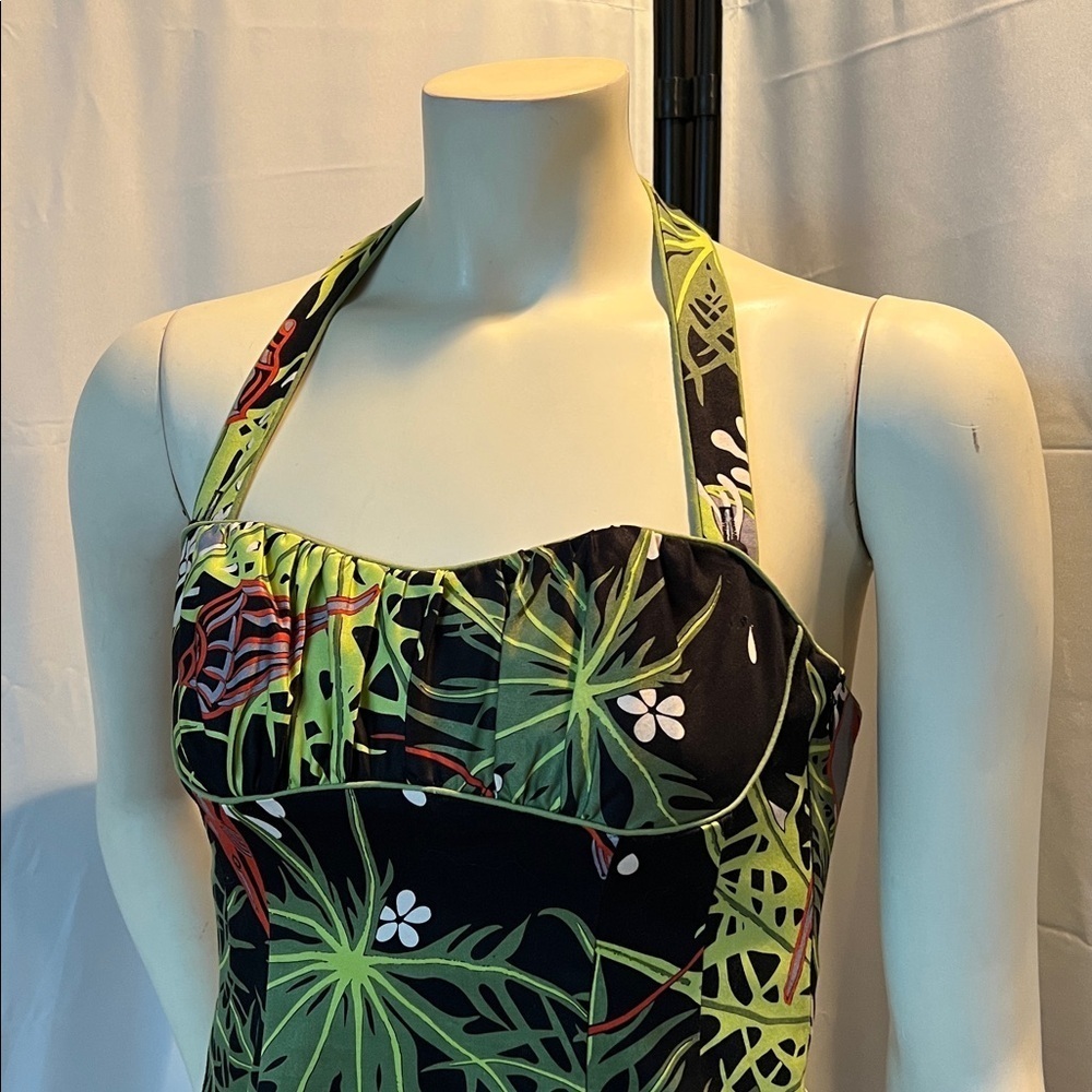 Nanette Lepore Retro Underwater Scene Halter/Strapless A-Line Dress - Picture 2 of 10